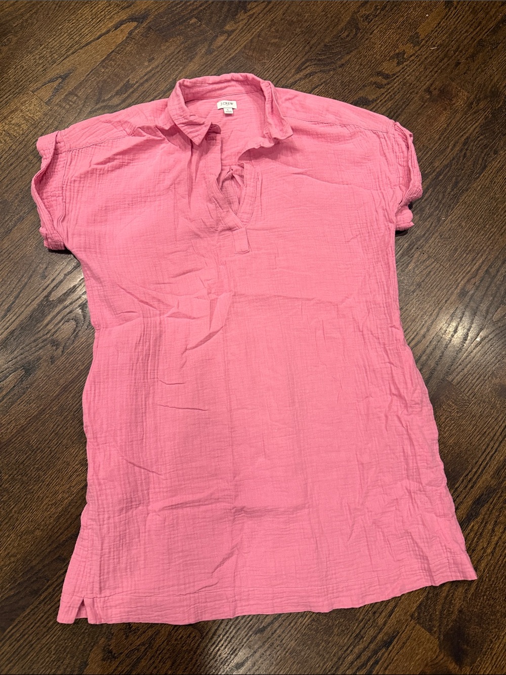 J. Crew ladies dress  Pink Gauze Short-Sleeve Polo with pockets